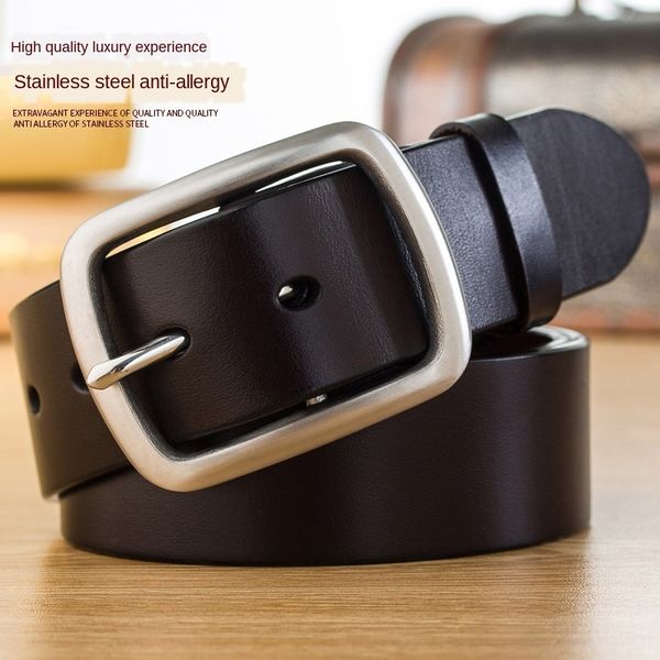 men's genuine leather pin buckle stainless steel buckle men's head layer cowhide belt business trousers belt, Black;brown
men's genuine leather pin buckle stainless steel buckle men's head layer cowhide belt business trousers belt, Black;brown
