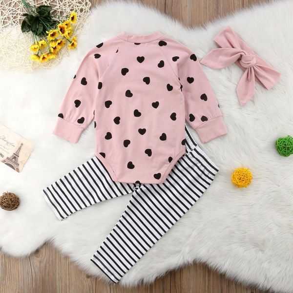 2020 new autumn winter newborn infant baby girl clothes set 3pcs long sleeve heart pink romper striped pants+headband, White
2020 new autumn winter newborn infant baby girl clothes set 3pcs long sleeve heart pink romper striped pants+headband, White
