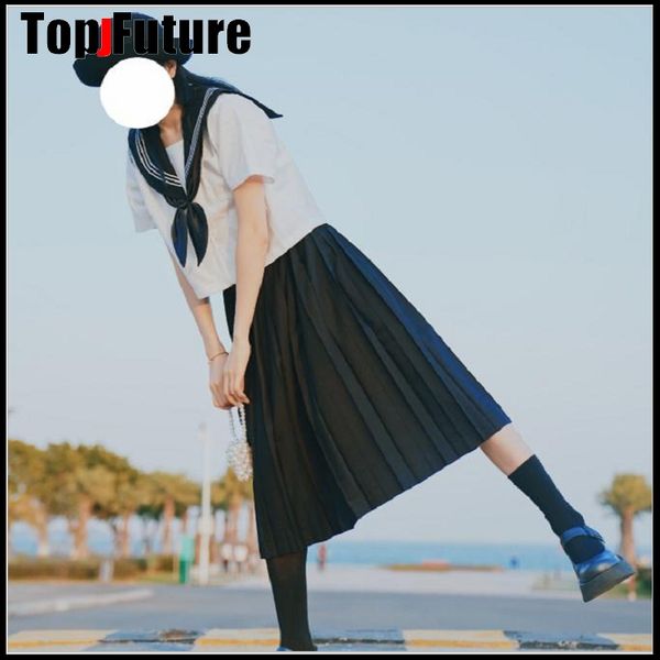 black school uniform japanese student uniform jk suit summer suit orthodox sailor pleated skirt class, White
black school uniform japanese student uniform jk suit summer suit orthodox sailor pleated skirt class, White