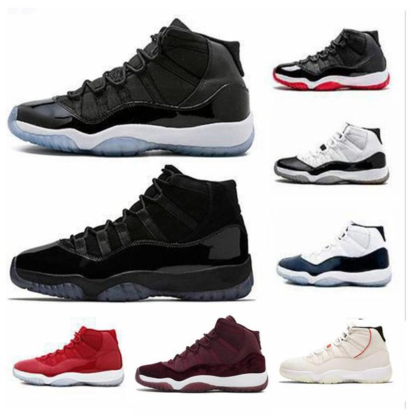

Concord High 45 11 XI 11s Cap and Gown PRM Heiress Gym Red Chicago Platinum Tint Space Jams Men Basketball Shoes sports Sneakers D