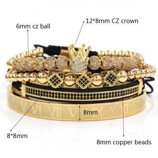 8mm beads 4pcs set numeral bracelets roman steel couple bangle crown charm for love vintage bracelets for women men jewelry christmas gift, Golden;silver
8mm beads 4pcs set numeral bracelets roman steel couple bangle crown charm for love vintage bracelets for women men jewelry christmas gift, Golden;silver