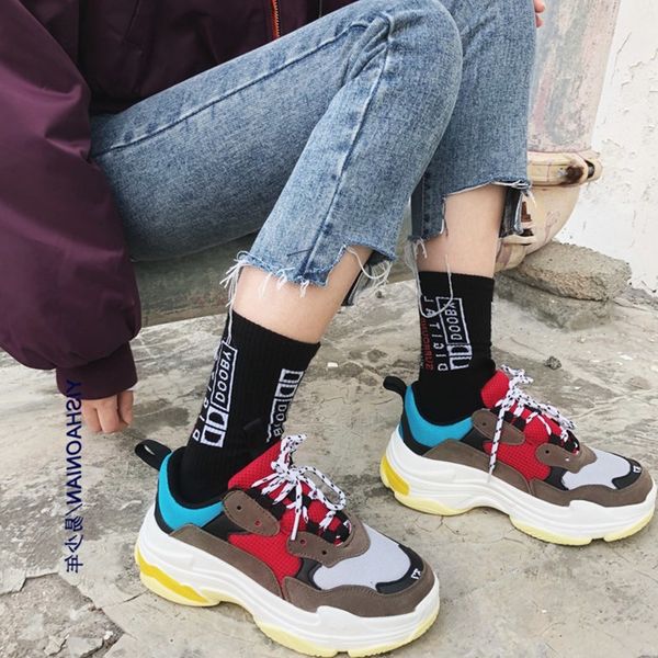 spring chunky women 2019 leather mesh platform dad sneakers vulcanize shoes woman trainers basket chaussures femme mx200425, Black 
spring chunky women 2019 leather mesh platform dad sneakers vulcanize shoes woman trainers basket chaussures femme mx200425, Black