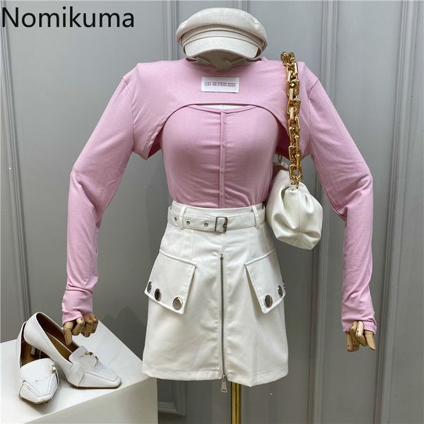 nomikuma letters long sleeve o-neck short pullover t shirt + basic sling vest korean hollow-out women 2 pieces outfit 2020 6b110, White
nomikuma letters long sleeve o-neck short pullover t shirt + basic sling vest korean hollow-out women 2 pieces outfit 2020 6b110, White