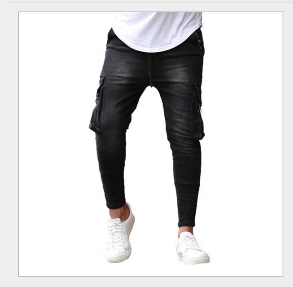 zhuzunzhe 2020 european and american men's multi-pocket zipper decoration stretch casual popular all-match tooling jeans, Black
zhuzunzhe 2020 european and american men's multi-pocket zipper decoration stretch casual popular all-match tooling jeans, Black