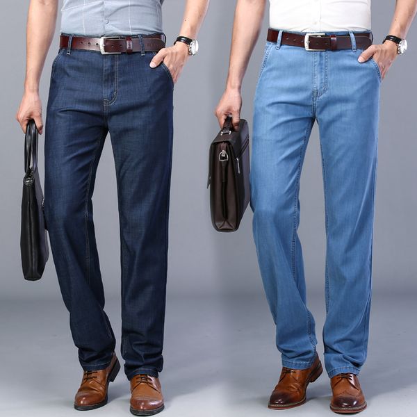 2020 summer new men's thin tencel jeans business casual elastic comfort straight denim pants male brand trousers, Blue
2020 summer new men's thin tencel jeans business casual elastic comfort straight denim pants male brand trousers, Blue