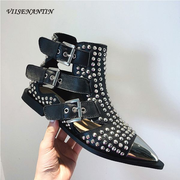 sandals buckle strap cover heel solid punk flat genuine leather sandalias de verano para mujer, Black
sandals buckle strap cover heel solid punk flat genuine leather sandalias de verano para mujer, Black