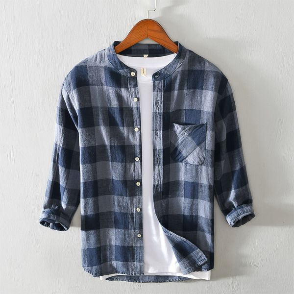 men's casual shirts 2021 summer cotton and linen plaid shirt men brand fashion for stand collar mens overhemd camiseta, White;black
men's casual shirts 2021 summer cotton and linen plaid shirt men brand fashion for stand collar mens overhemd camiseta, White;black