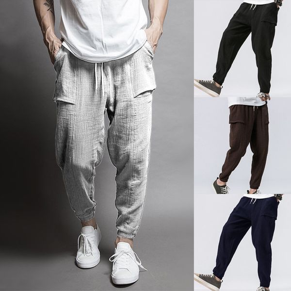 men's summer casual pants cotton linen trousers linen elastic waist straight pants breathable solid color beach, Black
men's summer casual pants cotton linen trousers linen elastic waist straight pants breathable solid color beach, Black