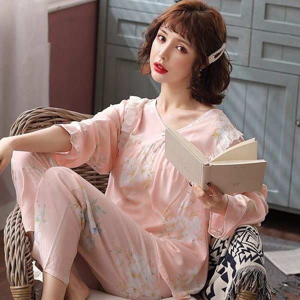 r4emq korean style loose lace and trousers cute wooden ear lace women's pajamas fashion printing and dyeing multiple optional long-slee, Blue;red
r4emq korean style loose lace and trousers cute wooden ear lace women's pajamas fashion printing and dyeing multiple optional long-slee, Blue;red