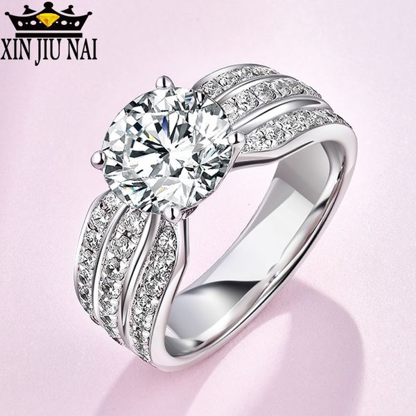 925 silver ring engagement rings 4 prongs setting 3 row cubic zirconia anel jewelry for women love bague anillos mujer, Golden;silver
925 silver ring engagement rings 4 prongs setting 3 row cubic zirconia anel jewelry for women love bague anillos mujer, Golden;silver