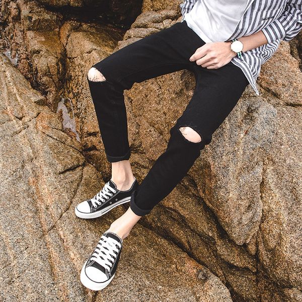 black ripped denim (ankle-length pants) summer trousers and jeans slim pants men's jeans youth fashion brand men's trousers, Blue
black ripped denim (ankle-length pants) summer trousers and jeans slim pants men's jeans youth fashion brand men's trousers, Blue