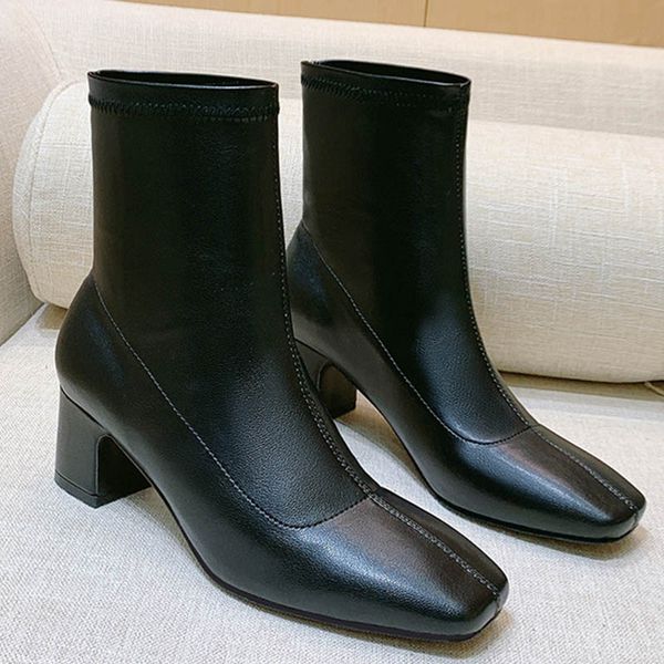 british square toe microfiber boots women slip on botas mujer winter plush mid-calf bottes chunky high heels riding botas 2020, Black
british square toe microfiber boots women slip on botas mujer winter plush mid-calf bottes chunky high heels riding botas 2020, Black
