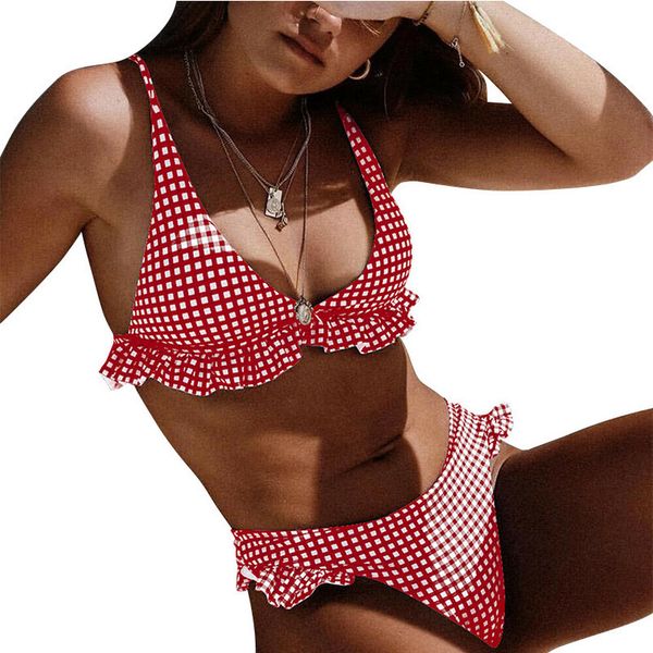 2020 new plaid women bikini set push up ruffles padded swimwear bikini women bathing suit beachwear swimming suit, White;black
2020 new plaid women bikini set push up ruffles padded swimwear bikini women bathing suit beachwear swimming suit, White;black