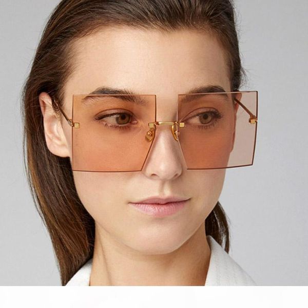 2020 new oversized rimless square sunglasses women luxury designer fashion big frame clear sun glasses red brown tinted color lens shades, White;black
2020 new oversized rimless square sunglasses women luxury designer fashion big frame clear sun glasses red brown tinted color lens shades, White;black