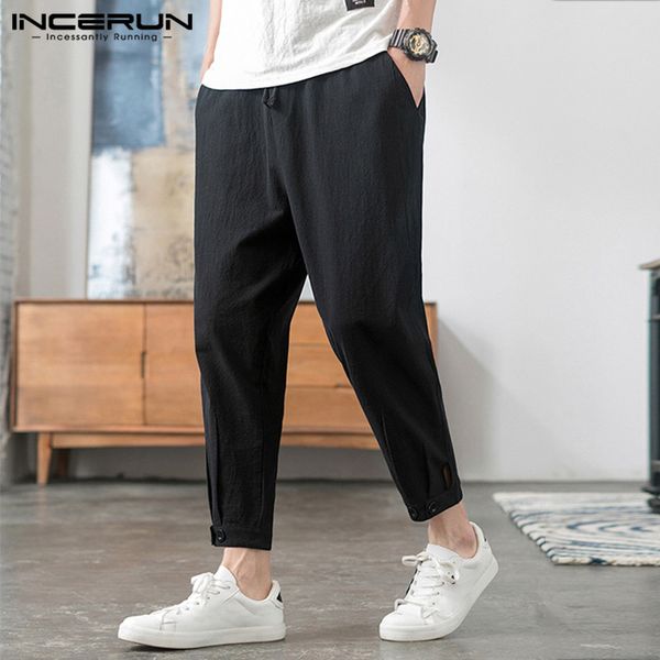 men's pants incerun men casual joggers cotton streetwear drawstring solid 2021 harem trousers harajuku chic vintage pantalones hombre, Black
men's pants incerun men casual joggers cotton streetwear drawstring solid 2021 harem trousers harajuku chic vintage pantalones hombre, Black