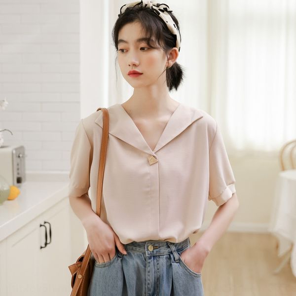 simple artistic solid color chiffon shirt women's summer 2020v collar design style western style all-match short sleeve shirt, White
simple artistic solid color chiffon shirt women's summer 2020v collar design style western style all-match short sleeve shirt, White