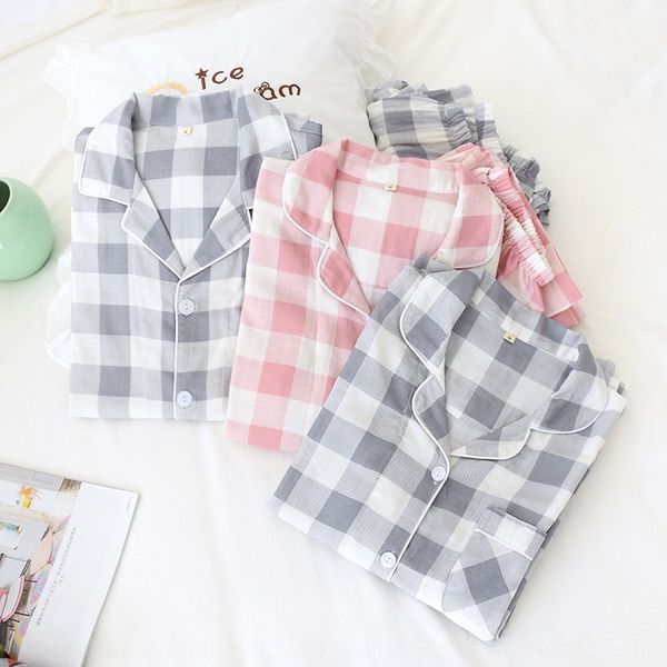akndn couple's pajamas pure cotton gauze large size pajamas double veil dwelling long-sleeved home clothes suit home clothes trousers s, Blue;red 
akndn couple's pajamas pure cotton gauze large size pajamas double veil dwelling long-sleeved home clothes suit home clothes trousers s, Blue;red
