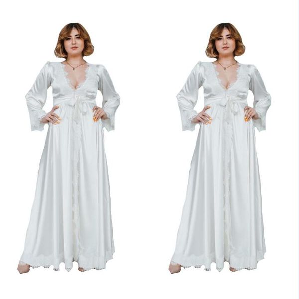 women' bathrobe wraps v neck long sleeves custom made soft lace appliques silk bathrobe sheer nightgown robe prom bridesmaid shawl, White
women' bathrobe wraps v neck long sleeves custom made soft lace appliques silk bathrobe sheer nightgown robe prom bridesmaid shawl, White
