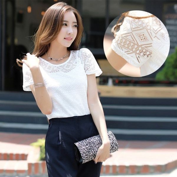 blusas femininas summer women crochet hollow out lace blouse short sleeve white black slim shirts
blusas femininas summer women crochet hollow out lace blouse short sleeve white black slim shirts