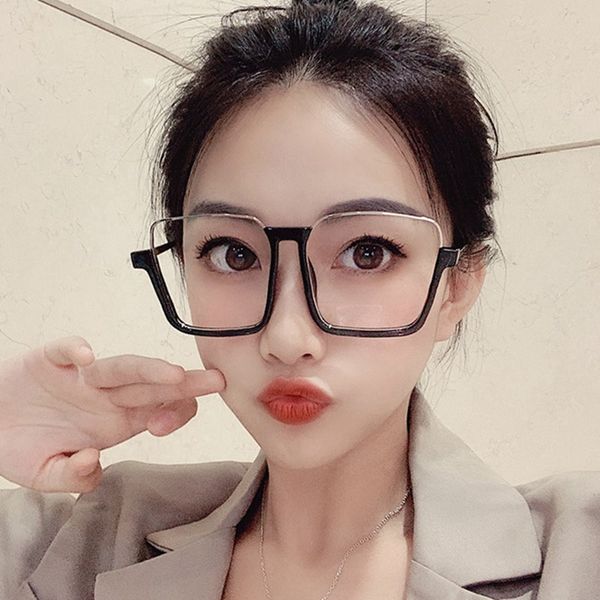 retro oversized square women eye glasses anti-blue light glasses plastic men computer optical eyeglasses classic, Black
retro oversized square women eye glasses anti-blue light glasses plastic men computer optical eyeglasses classic, Black