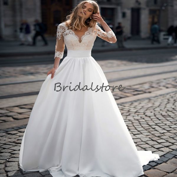 simple beach wedding dresses a line v neck lace bohemain wedding dresses bridal gowns summer outdoor country robes de mariée 2020, White
simple beach wedding dresses a line v neck lace bohemain wedding dresses bridal gowns summer outdoor country robes de mariée 2020, White