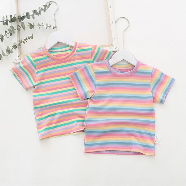 clothing 2020 new rainbow striped girl's t-shirt korean baby's clothing children's children's short sleeve, Blue
clothing 2020 new rainbow striped girl's t-shirt korean baby's clothing children's children's short sleeve, Blue