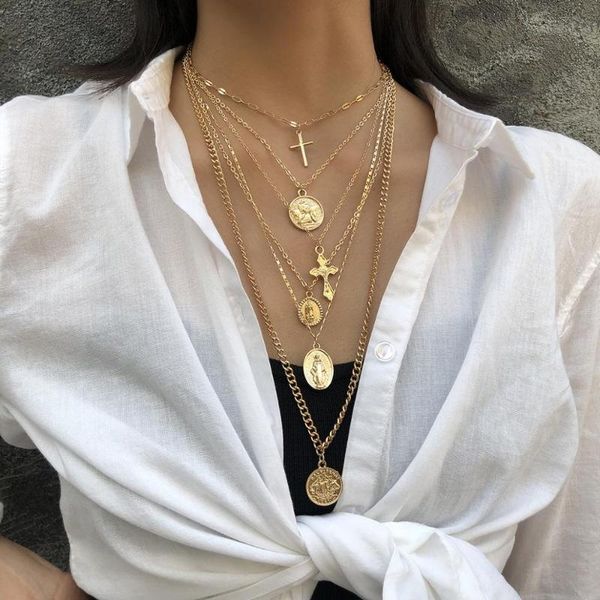 kmvexo multilayers punk lock chain cross portrait necklace for women men coin long necklaces fashion street hip hop rock jewelry, Silver
kmvexo multilayers punk lock chain cross portrait necklace for women men coin long necklaces fashion street hip hop rock jewelry, Silver