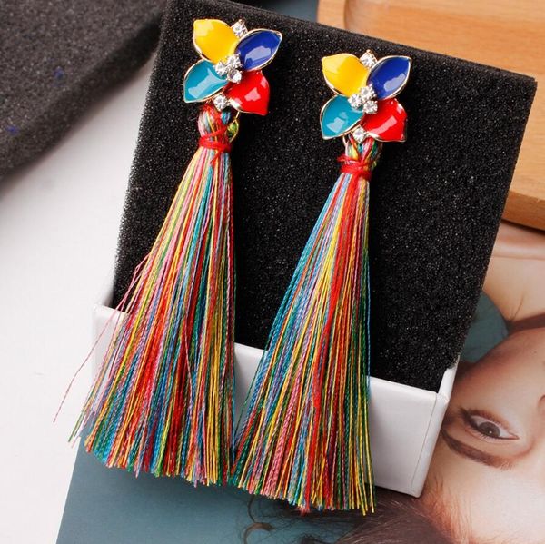 fashion long fringe tassel charm earrings crystal drip glaze flower pendant earring dangle ear studs eardrop for women jewelry gifts 8colors, Silver
fashion long fringe tassel charm earrings crystal drip glaze flower pendant earring dangle ear studs eardrop for women jewelry gifts 8colors, Silver