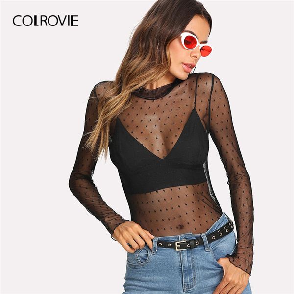 colrovie black lettuce edge dobby mesh slim women blouse shirt without bra 2020 summer polka dot transparent club blouses, White
colrovie black lettuce edge dobby mesh slim women blouse shirt without bra 2020 summer polka dot transparent club blouses, White