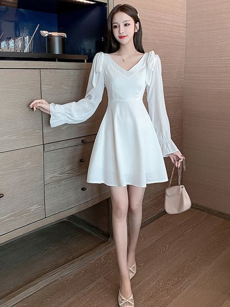 nana fashion womens clothing store 2020 early autumn new elegant v-neck french long-sleeved waist slimming strap dress, White;black
nana fashion womens clothing store 2020 early autumn new elegant v-neck french long-sleeved waist slimming strap dress, White;black