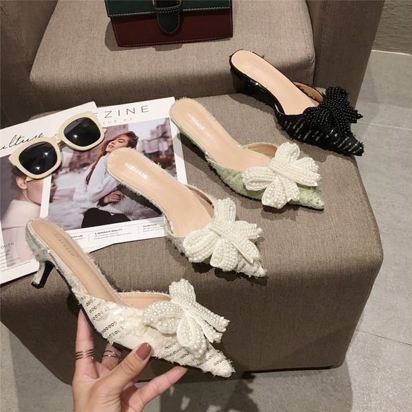 shoes woman 2020 cover toe thin heels string bead female mule med butterfly-knot woman's slippers pointed mules new rubber, Black
shoes woman 2020 cover toe thin heels string bead female mule med butterfly-knot woman's slippers pointed mules new rubber, Black