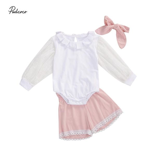 2020 принцесса 0-24м 3шт baby girl одежда dot кружева с длинным рукавом romper белый tops + розовый хлопок шорты брюки детские костюмы set, White
2020 принцесса 0-24м 3шт baby girl одежда dot кружева с длинным рукавом romper белый tops + розовый хлопок шорты брюки детские костюмы set, White