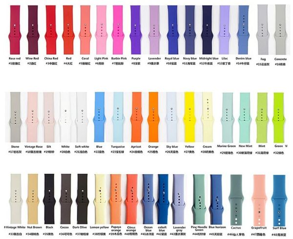 300pcs мягкие силиконовые часы ремешок для серии марка часы 1 2 3 4 5 38mm 42mm 40mm 44mm 48colors с орр упаковка
300pcs мягкие силиконовые часы ремешок для серии марка часы 1 2 3 4 5 38mm 42mm 40mm 44mm 48colors с орр упаковка