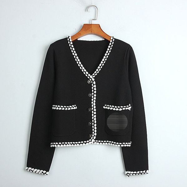 women designer sweaters cardigan runway sweater v-neck long-sleeved high-end jacquard cardigan ladies sweater double pocket au, White;black
women designer sweaters cardigan runway sweater v-neck long-sleeved high-end jacquard cardigan ladies sweater double pocket au, White;black