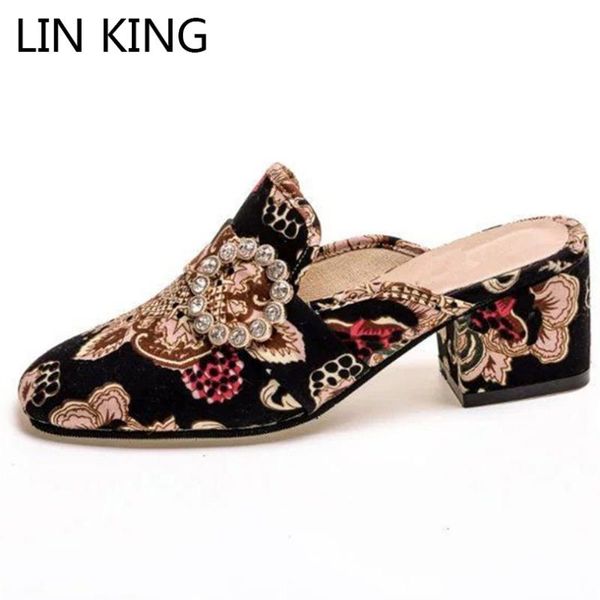 lin king vintage flower embroider women slippers square heel summer shoes fashion rhinestone thick sole slides ladies slippers, Black
lin king vintage flower embroider women slippers square heel summer shoes fashion rhinestone thick sole slides ladies slippers, Black