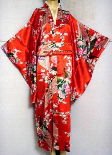red vintage japanese ladies' silk satin kimono yukata evening dress peafowl h0029#
red vintage japanese ladies' silk satin kimono yukata evening dress peafowl h0029#
