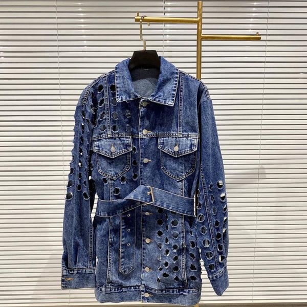autumn hollow out solid loose jean jacket with belt women new lapel long sleeve hold denim jacket female outerwear, Black;brown
autumn hollow out solid loose jean jacket with belt women new lapel long sleeve hold denim jacket female outerwear, Black;brown
