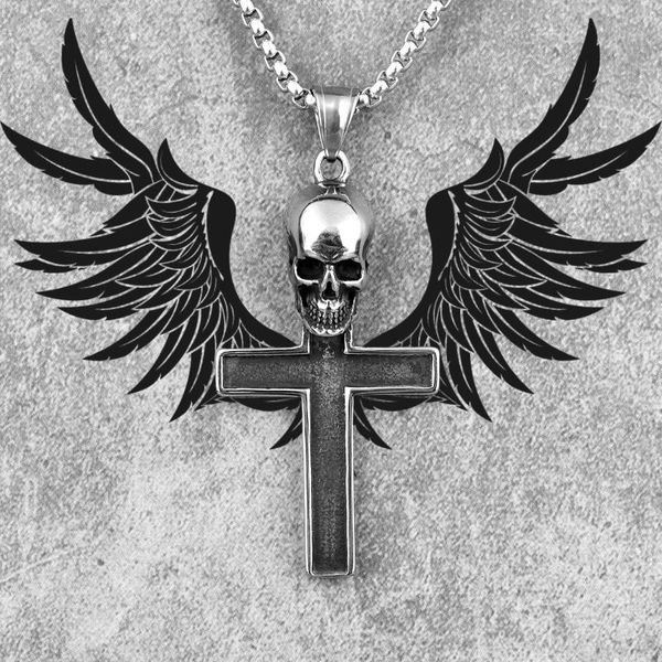 stainless steel gothic skull cross long men necklaces pendants chain punk for boyfriend male jewelry creativity gift wholesale, Silver
stainless steel gothic skull cross long men necklaces pendants chain punk for boyfriend male jewelry creativity gift wholesale, Silver