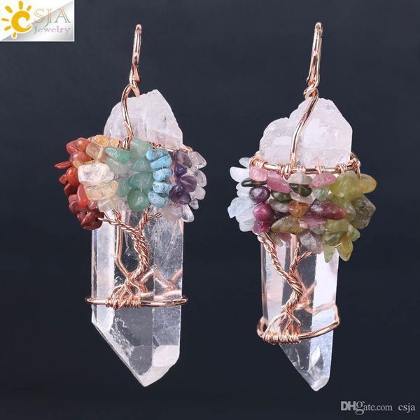 csja men big gemstone pendant women natural white crystal quartz 7 chakra tree of life rose gold handmade wire wrapped necklace charms f517, Silver
csja men big gemstone pendant women natural white crystal quartz 7 chakra tree of life rose gold handmade wire wrapped necklace charms f517, Silver