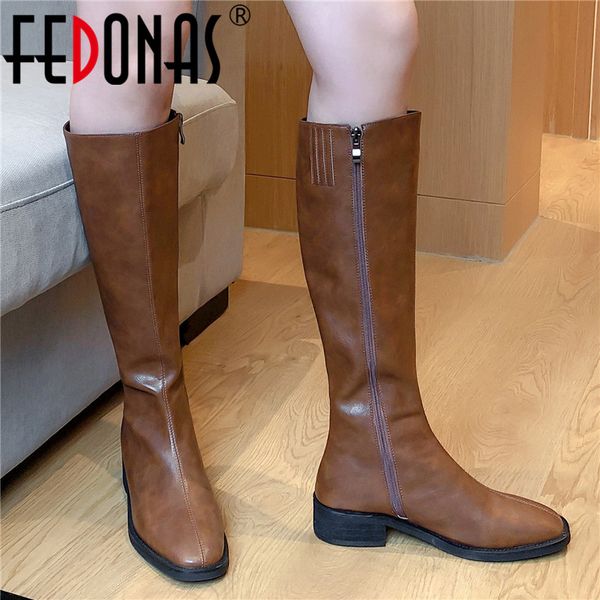 fedonas concise genuine leather high heels women vintage knee high boots party prom shoes woman winter side zipper long boots, Black
fedonas concise genuine leather high heels women vintage knee high boots party prom shoes woman winter side zipper long boots, Black