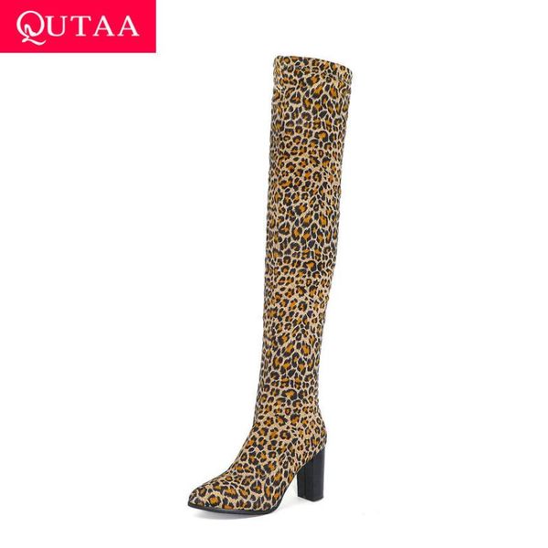 qutaa 2021 square high heel over the knee boots winter pointed toe women shoes flock leopard fashion ladies pumps big size 34-43, Black
qutaa 2021 square high heel over the knee boots winter pointed toe women shoes flock leopard fashion ladies pumps big size 34-43, Black