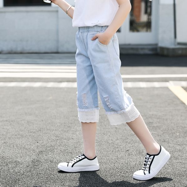 children's summer clothes 2020 new fashion foreign style and lace jeans lace hole jeans female children's capri pants fashion, Blue
children's summer clothes 2020 new fashion foreign style and lace jeans lace hole jeans female children's capri pants fashion, Blue