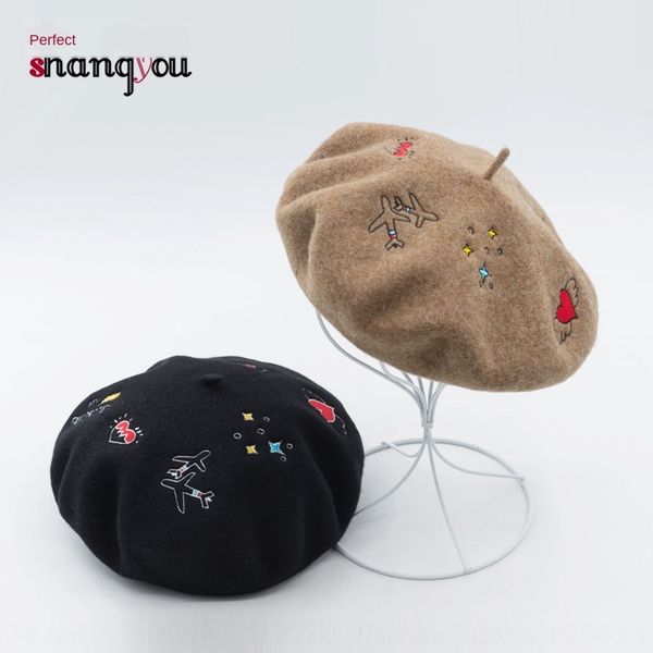 new plane love wool beret women's all-match painter hat beret embroidery cartoon embroidery painter's hat, Blue;gray
new plane love wool beret women's all-match painter hat beret embroidery cartoon embroidery painter's hat, Blue;gray