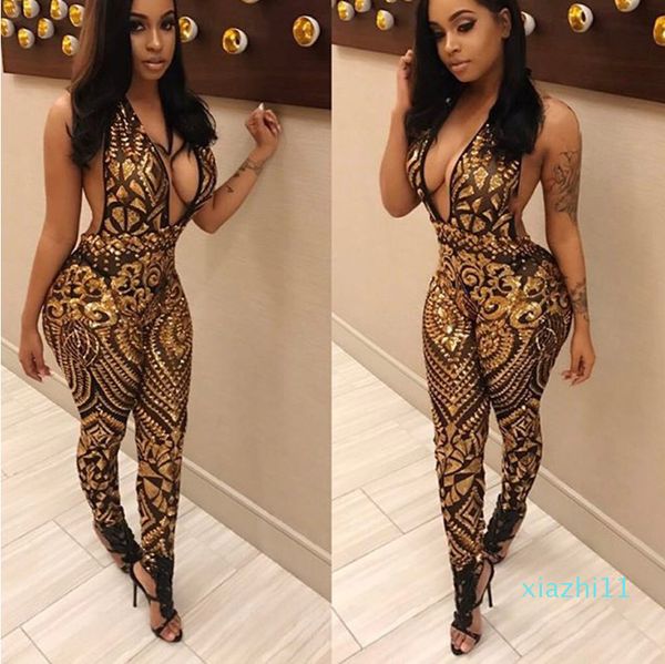 fashion-wholesale- new arrive 2017 deep v neck gold beading bodycon jumpsuit sleeveless full length jumpsuit summer romper, Black;white
fashion-wholesale- new arrive 2017 deep v neck gold beading bodycon jumpsuit sleeveless full length jumpsuit summer romper, Black;white