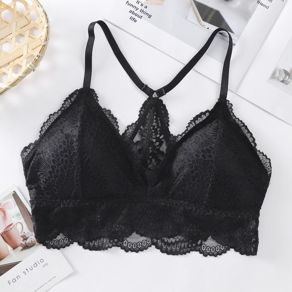 women lace gathered bra breathable no steel ring beauty back lingerie comfort triangle cup bra underwear, Black;white
women lace gathered bra breathable no steel ring beauty back lingerie comfort triangle cup bra underwear, Black;white