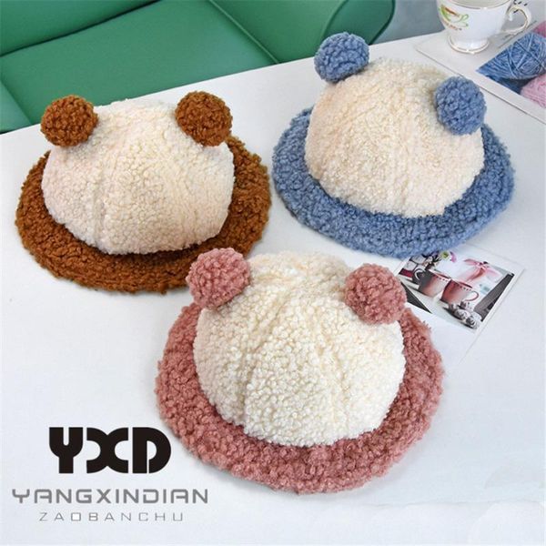 winter warm baby boys fisherman hats 3-36m infant lovely bear ears hat babies girls wool bonnet beanie kid cute accessories gift, Yellow