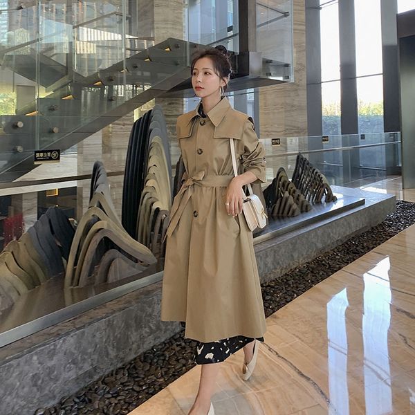 2020 windbreaker windbreaker coat women's mid-length british style khaki coat temperament korean style casual little man, Tan;black 
2020 windbreaker windbreaker coat women's mid-length british style khaki coat temperament korean style casual little man, Tan;black