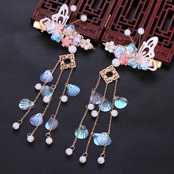1 pair five-pointed flower hair pins ancient clothes hair accessories long tassels colorful pearls exquisite butterfly hairclips, Golden;silver
1 pair five-pointed flower hair pins ancient clothes hair accessories long tassels colorful pearls exquisite butterfly hairclips, Golden;silver