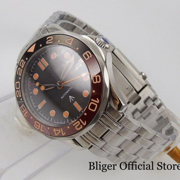 bliger men's watch sapphire glass rotating bezel stainless steel watch band gmt date indicator, Slivery;brown
bliger men's watch sapphire glass rotating bezel stainless steel watch band gmt date indicator, Slivery;brown