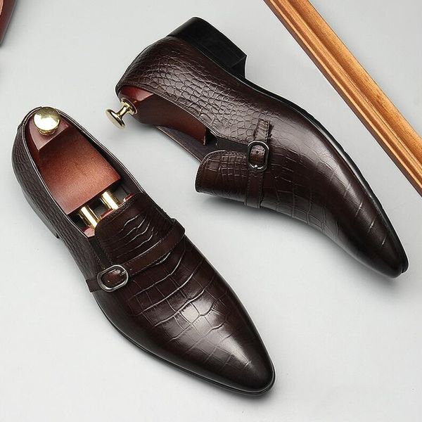 british style pointed toe formal shoes men dress shoes fashion buckle straps wedding shoes men slip on leather, Black
british style pointed toe formal shoes men dress shoes fashion buckle straps wedding shoes men slip on leather, Black